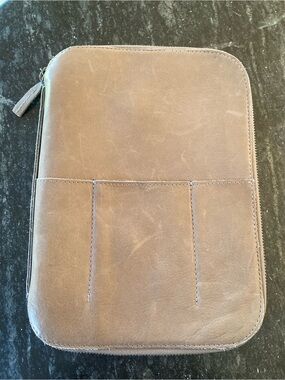 This Is Ground Mod Tablet Leather Portfolio Organizer Case French Grey Taupe
